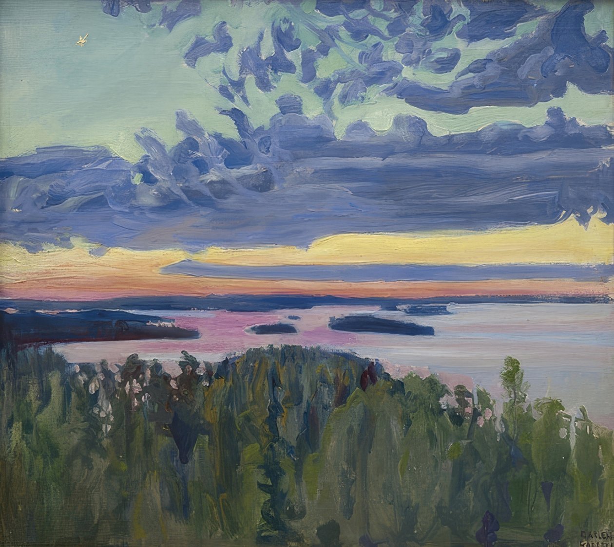 Naplemente a tó felett alkotó: Akseli Valdemar Gallen Kallela