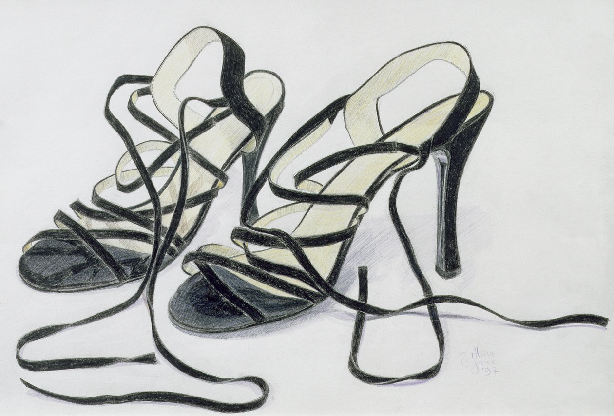 Fekete pántos cipő, 1997 (színes ceruza papíron) alkotó: Alan Byrne