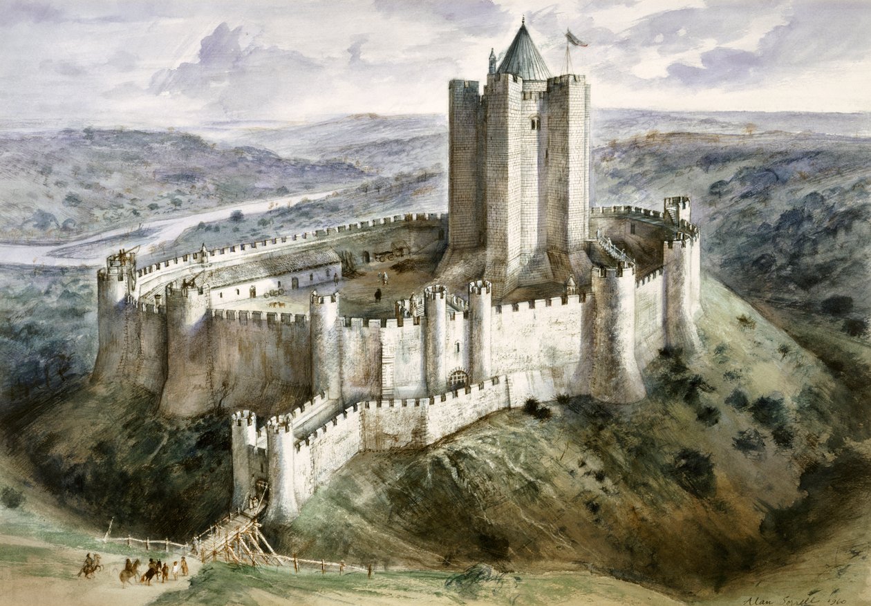 Conisbrough kastély, 13. század, 1960-as évek alkotó: Alan Ernest Sorrell
