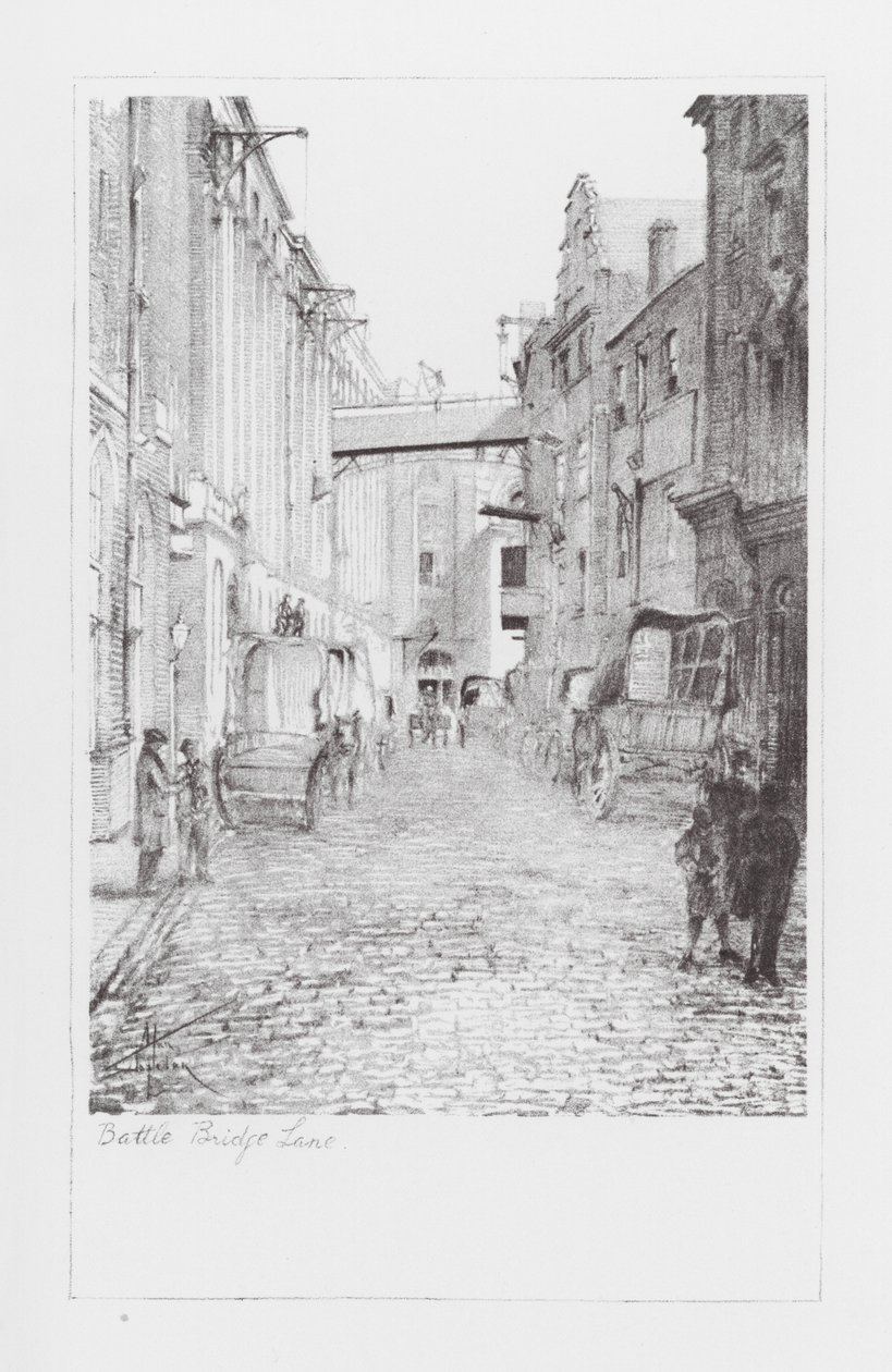 London Lanes: Battle Bridge Lane (litho) alkotó: Alan Stapleton