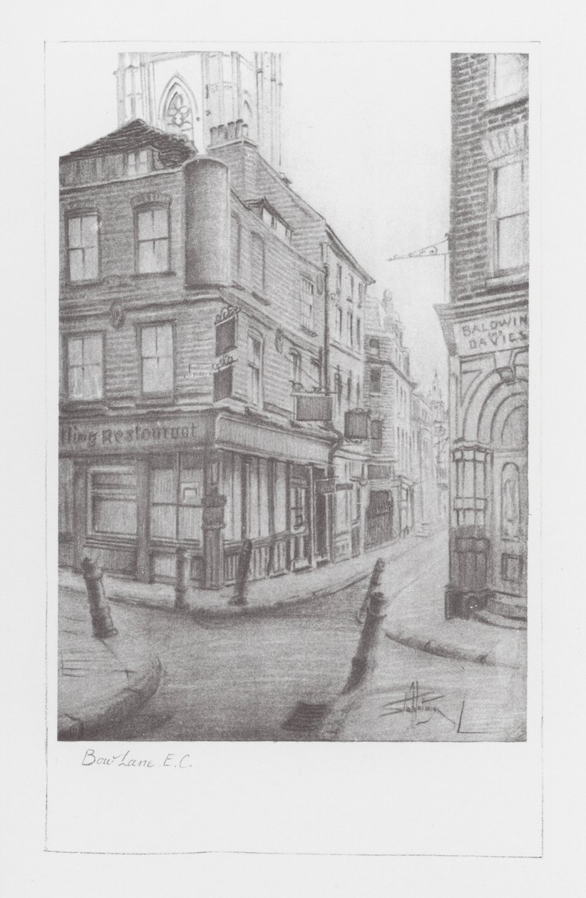 London Lanes: Bow Lane (litográfia) alkotó: Alan Stapleton