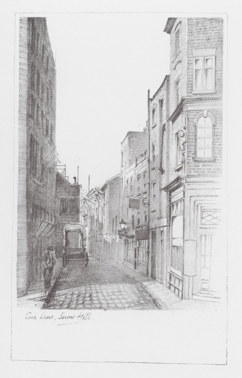 London Lanes: Cock Lane, Snow Hill (litho) alkotó: Alan Stapleton