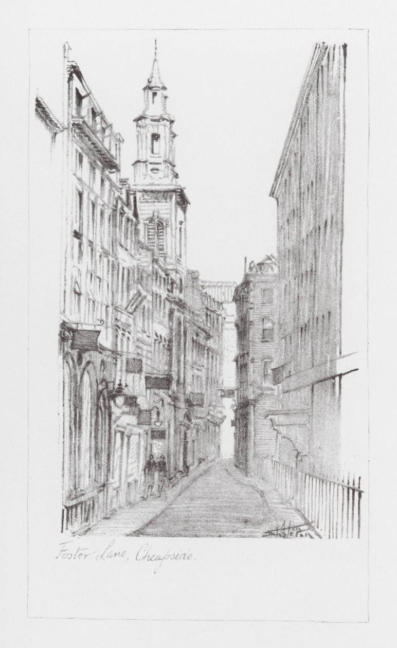 London Lanes: Foster Lane (litográfia) alkotó: Alan Stapleton