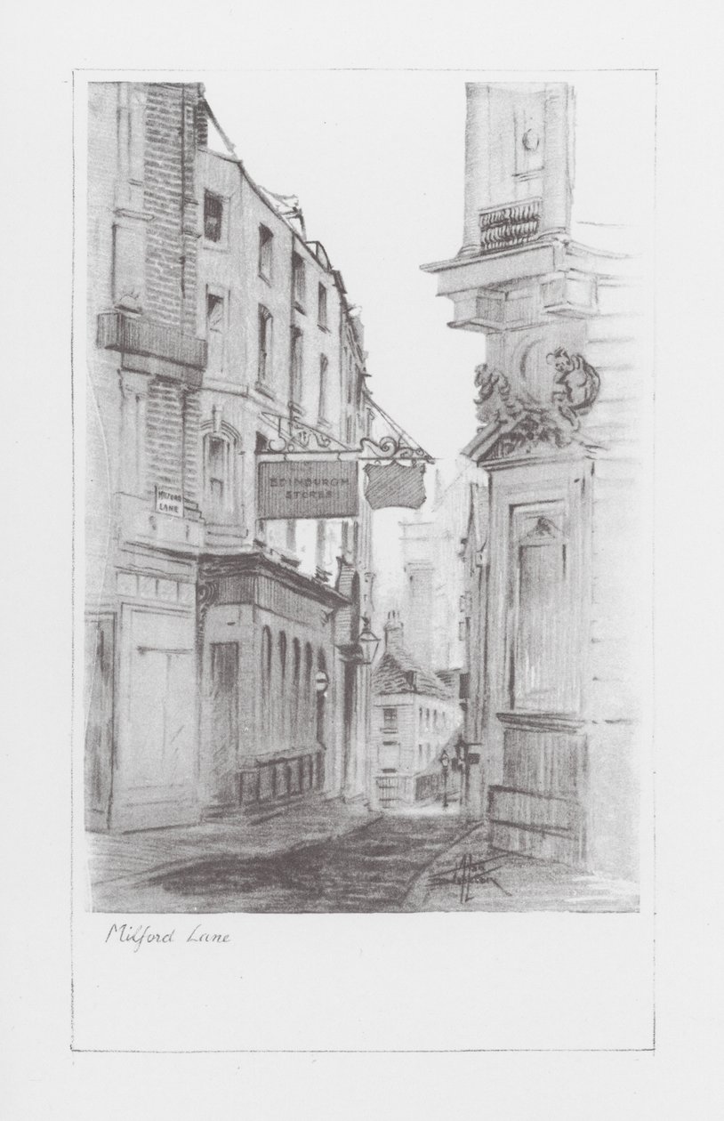 London Lanes: Milford Lane (litho) alkotó: Alan Stapleton