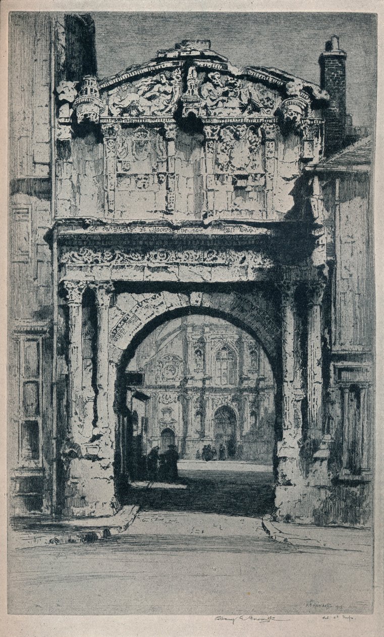 "Szent Péter kapuja, Auxerre", 1912 alkotó: Albany E Howarth