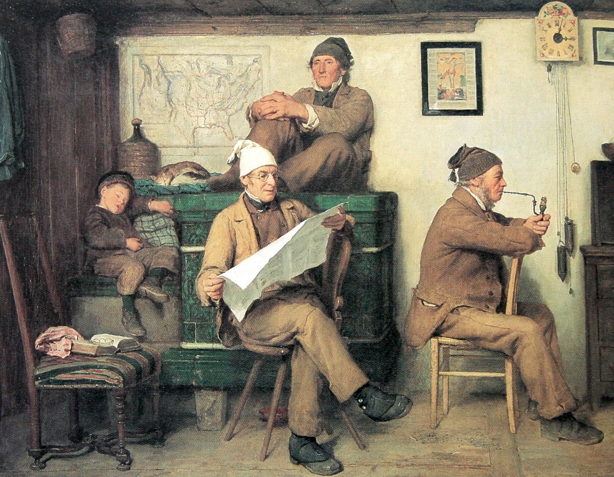 A gazdák és az újság alkotó: Albert Anker