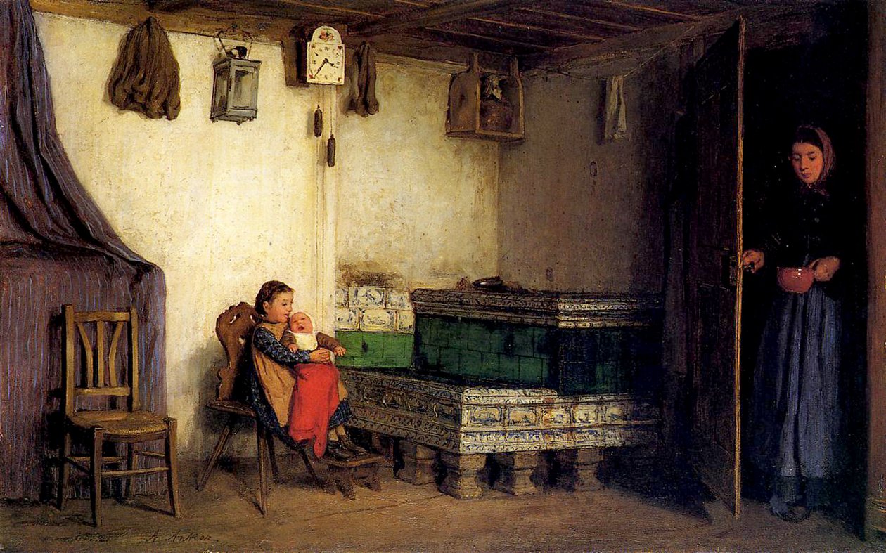 Víkendház belseje, 1870-77 körül alkotó: Albert Anker
