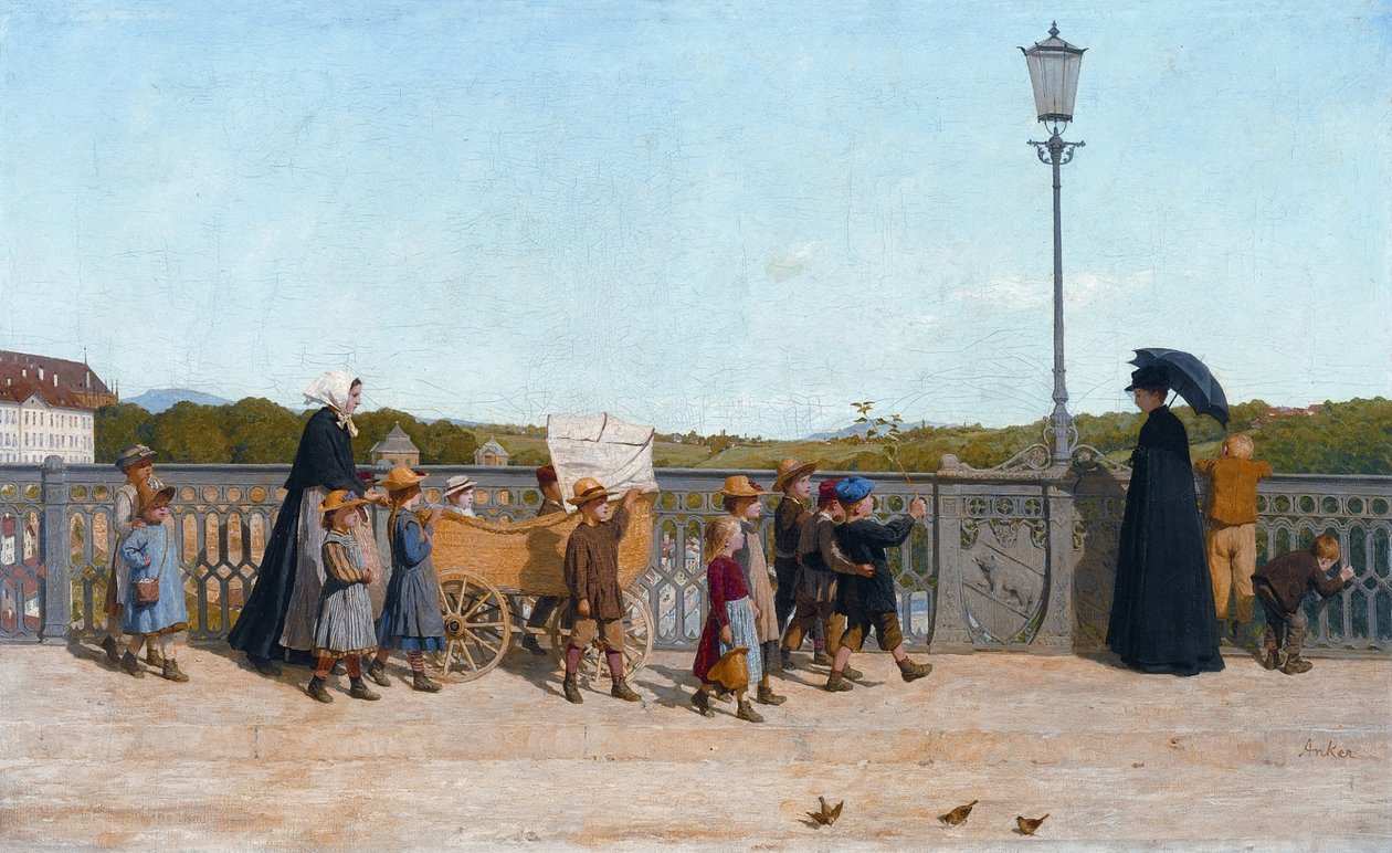 Kisgyermekiskola a Kirchenfeldbrückén alkotó: Albert Anker
