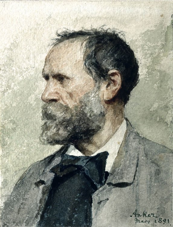 Önarckép a profilban, balra alkotó: Albert Anker