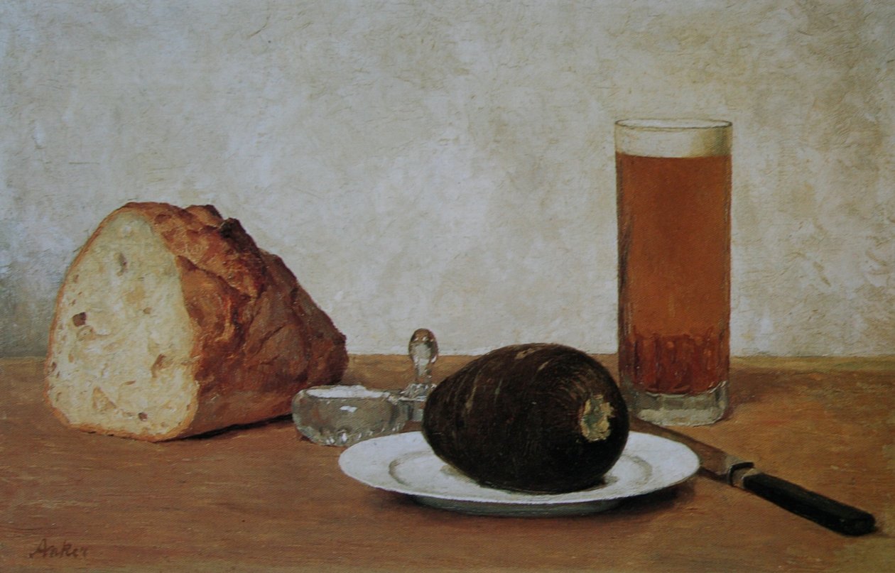 Sör és retek csendélet alkotó: Albert Anker