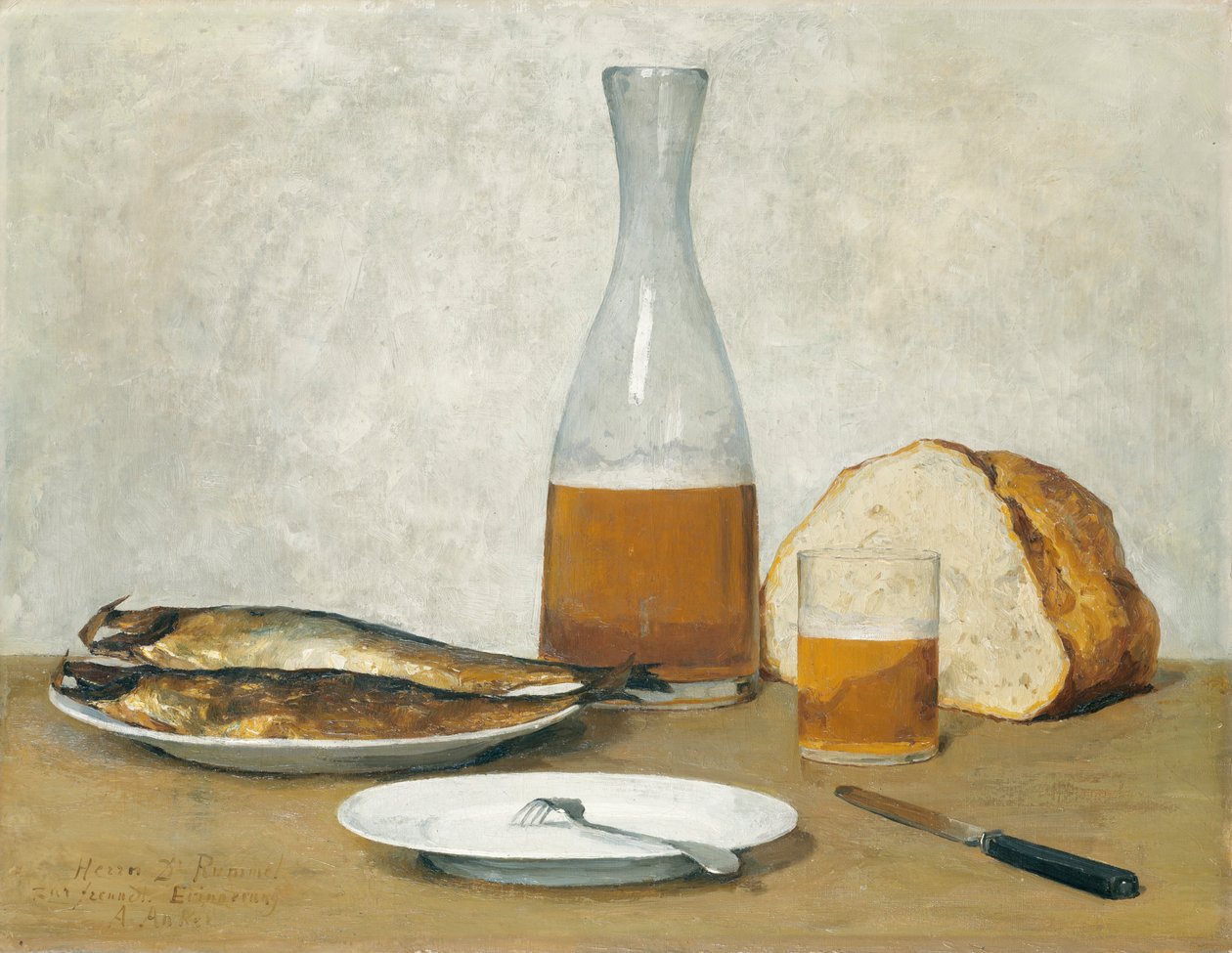 Csendélet, hering alkotó: Albert Anker