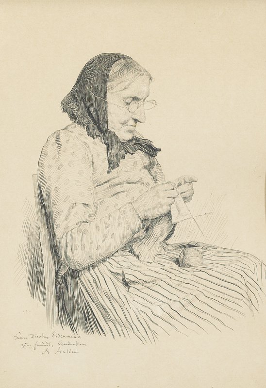 Nagymama kötés alkotó: Albert Anker
