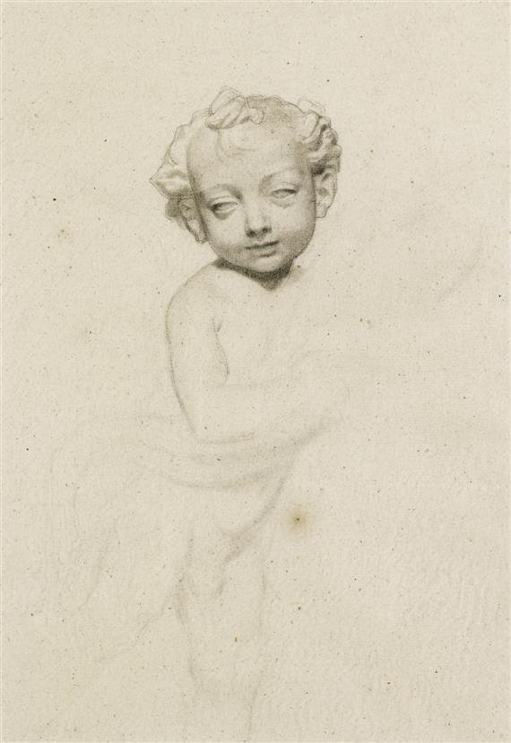 Rajz Andrea del Verrocchio Szárnyas fiúja után alkotó: Albert Anker