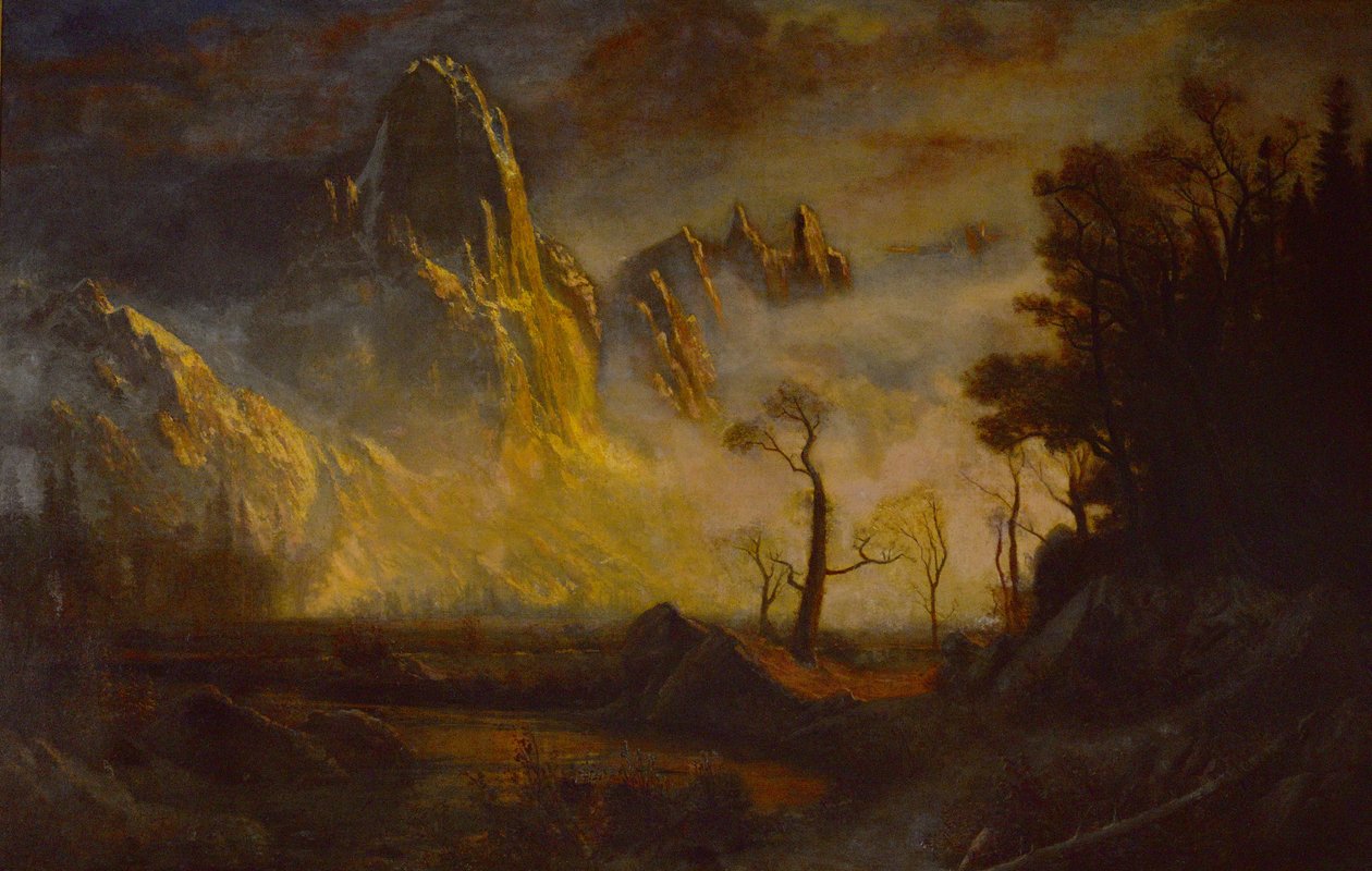 Korai hó a Yosemite -völgyben, Sentinel Rock alkotó: Albert Bierstadt