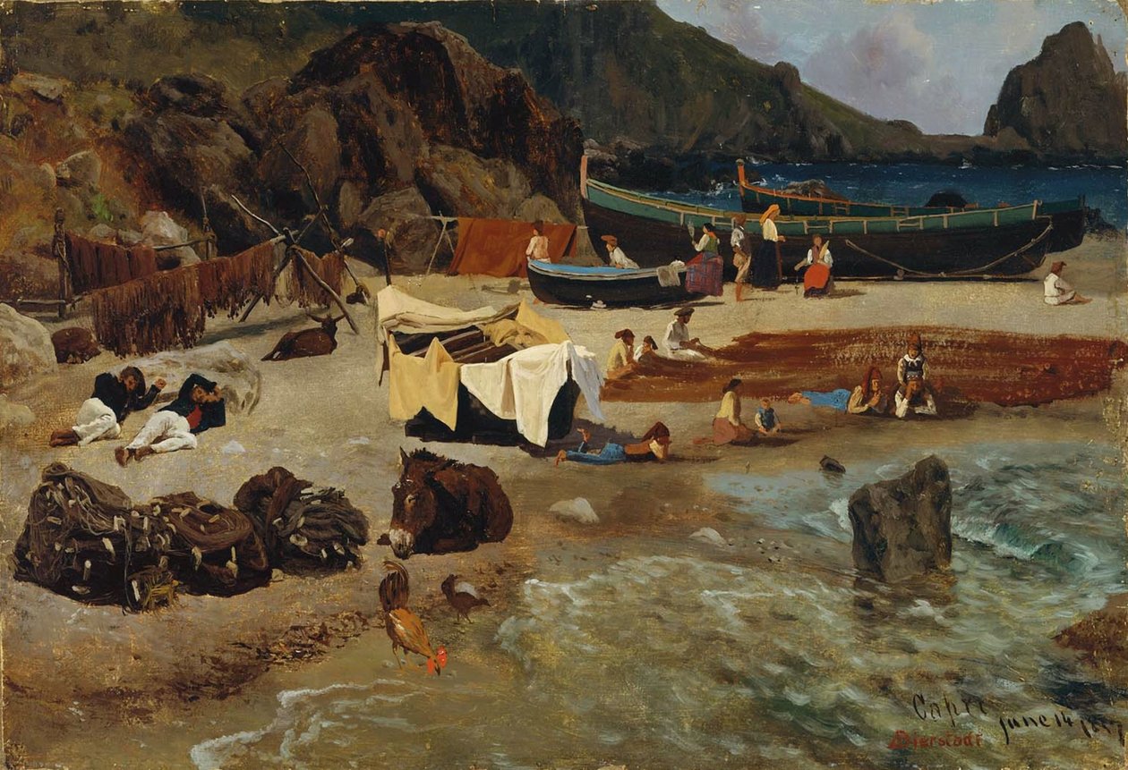 Halászhajók Capriban alkotó: Albert Bierstadt
