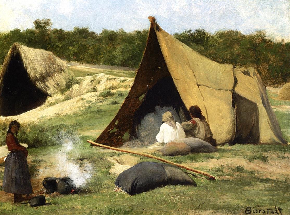 Indiai tábor alkotó: Albert Bierstadt