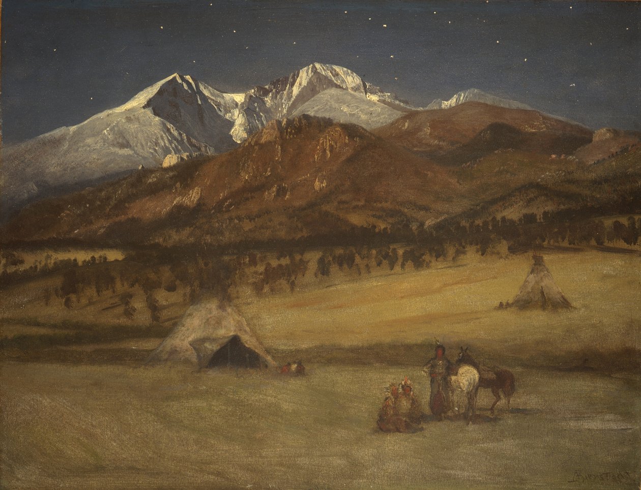 Indiai táborozás - este alkotó: Albert Bierstadt