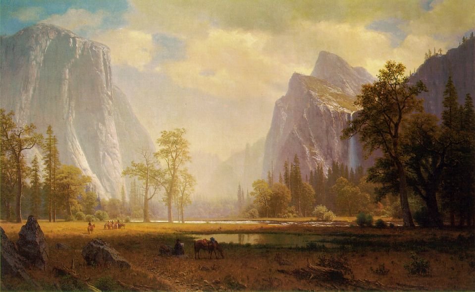 Felnézés a Yosemite -völgyre alkotó: Albert Bierstadt