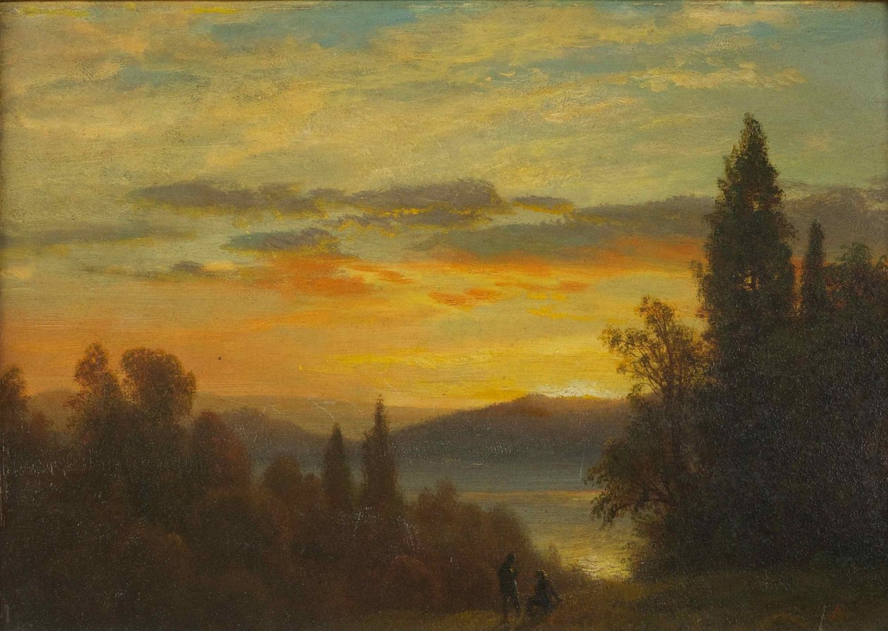 A Hudson folyón Irvington közelében alkotó: Albert Bierstadt