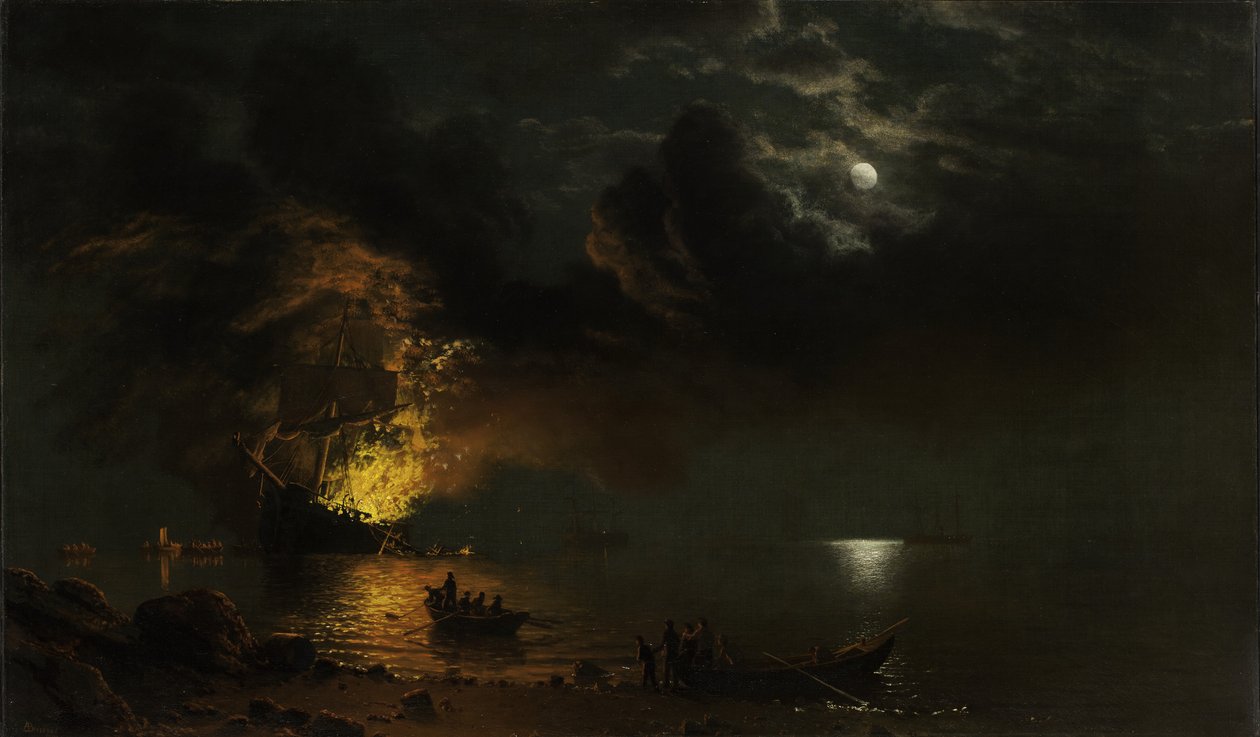 Az égő hajó, 1869 alkotó: Albert Bierstadt