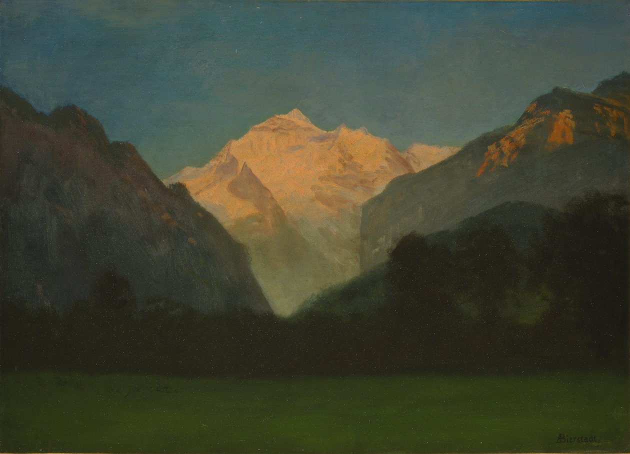 Kilátás a Glacier Parkra vagy a Sunset on Peak -re alkotó: Albert Bierstadt