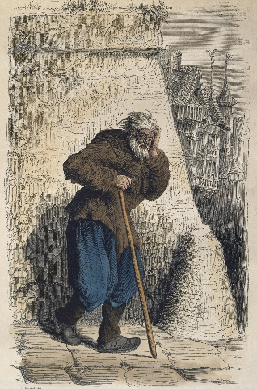 Koldus, Jacques Callot (1592-1635) után vésette Adrien Lavieille (1818-62) (színes metszet) alkotó: Albert Charles August Racinet