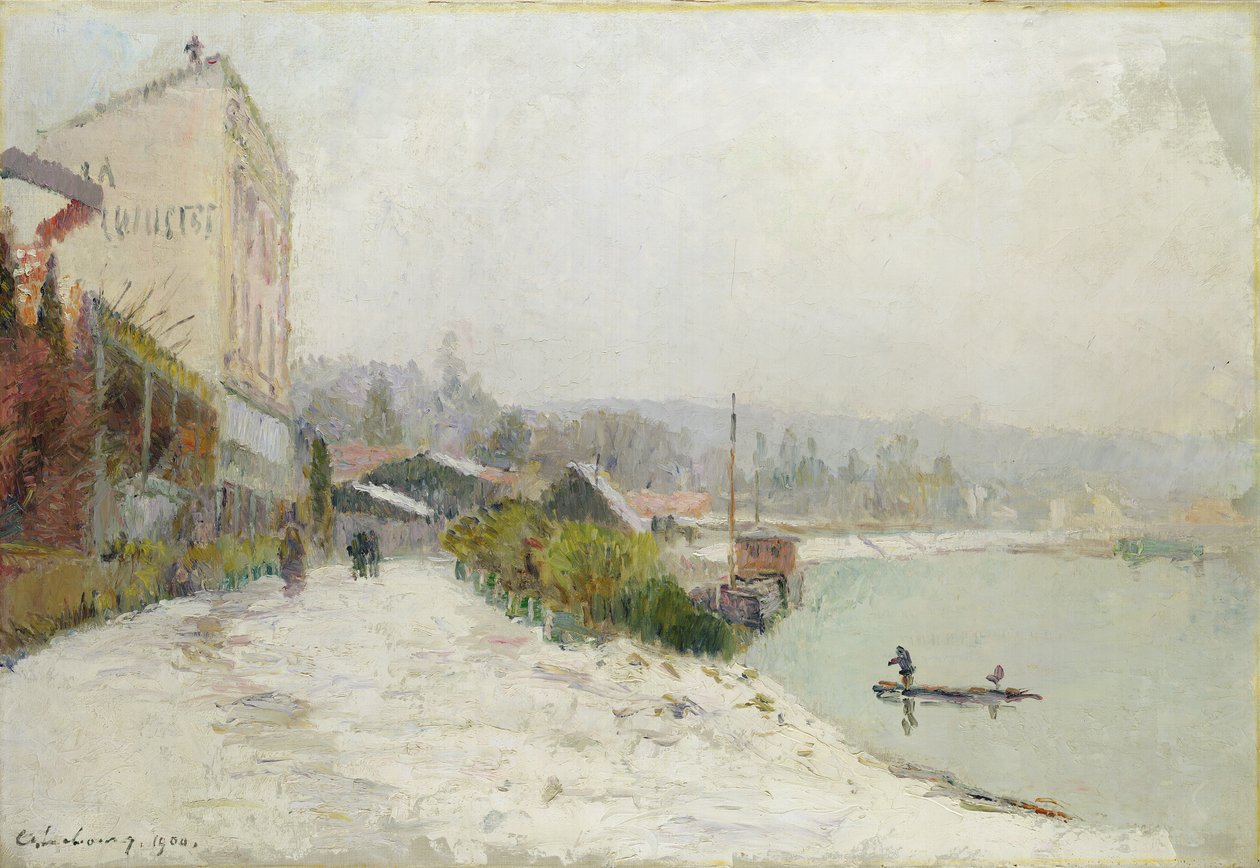 A Szajna Bas-Meudonnál, havas idő, 1900 alkotó: Albert Charles Lebourg