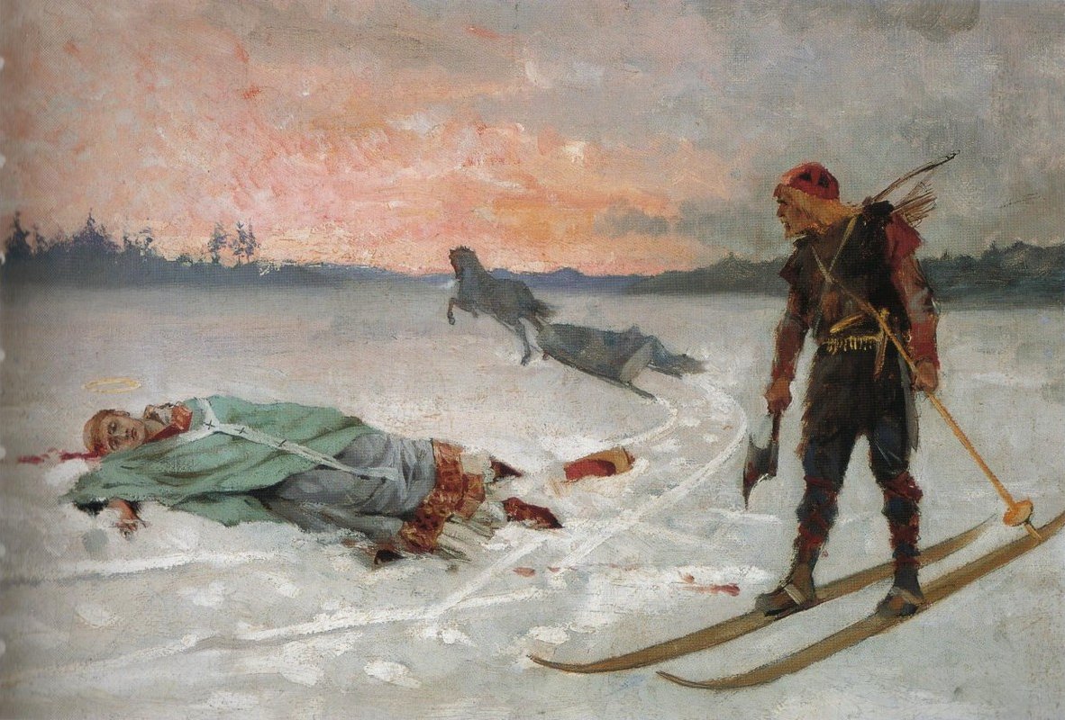 Henrik püspök halála Henrik püspököt megölte Lalli alkotó: Albert Gustaf Aristides Edelfelt