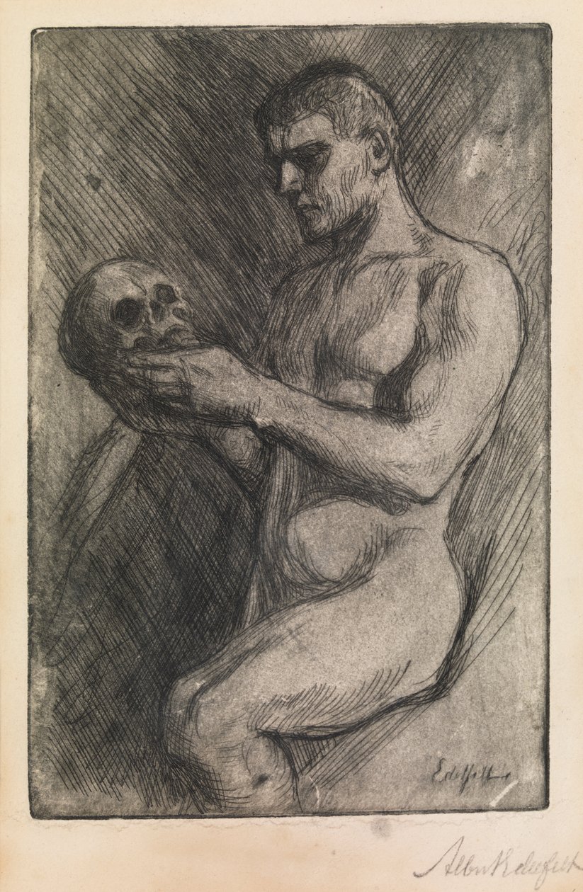 Meztelen férfi és koponya alkotó: Albert Gustaf Aristides Edelfelt