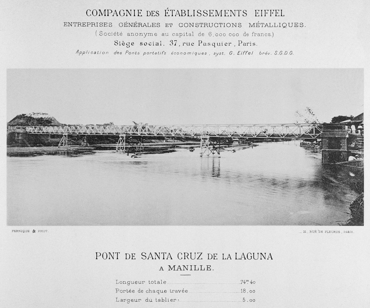 Santa Cruz de la Laguna hídja, Manila, 1891. február alkotó: Albert Fernique