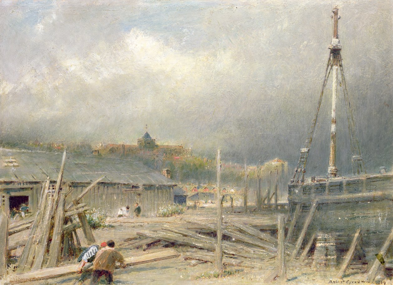 Hajóépítés, Rye alkotó: Albert Goodwin