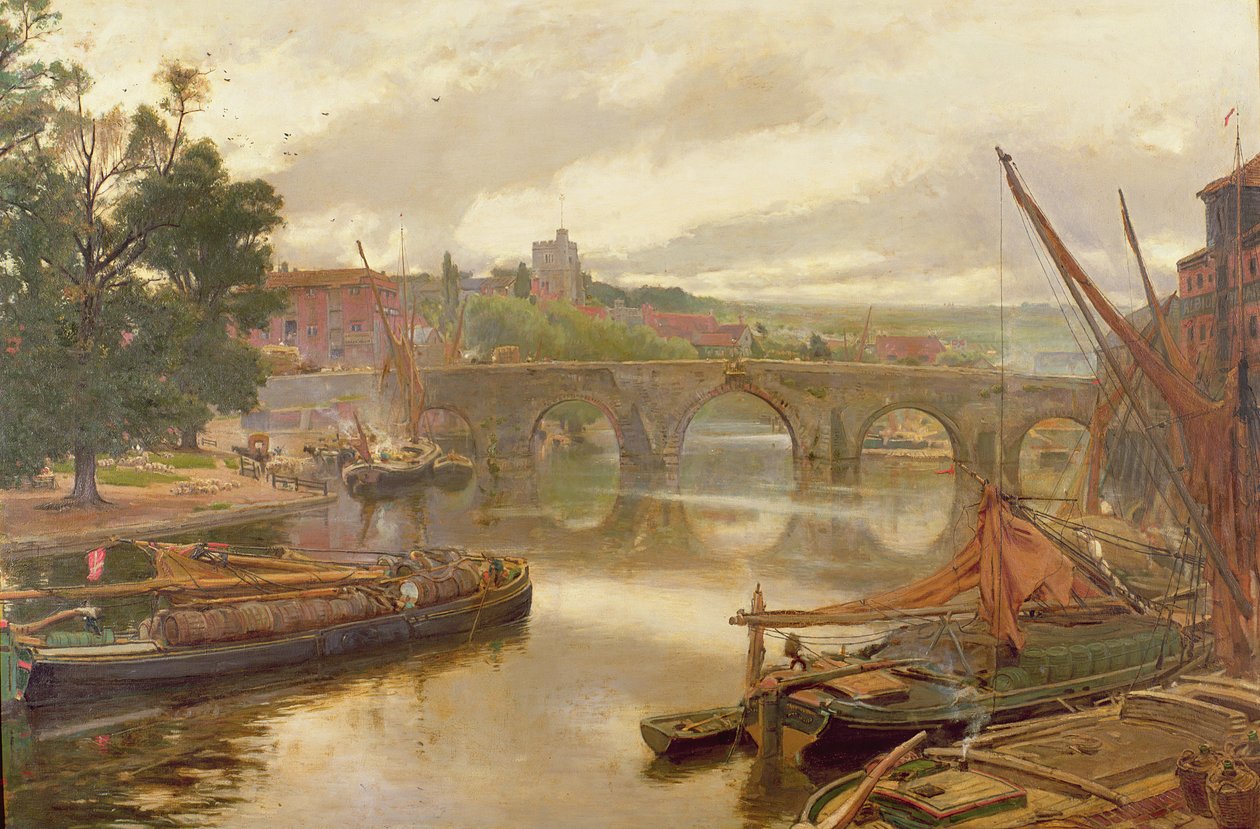 The Old Bridge, Maidstone, nézet dél felé alkotó: Albert Goodwin
