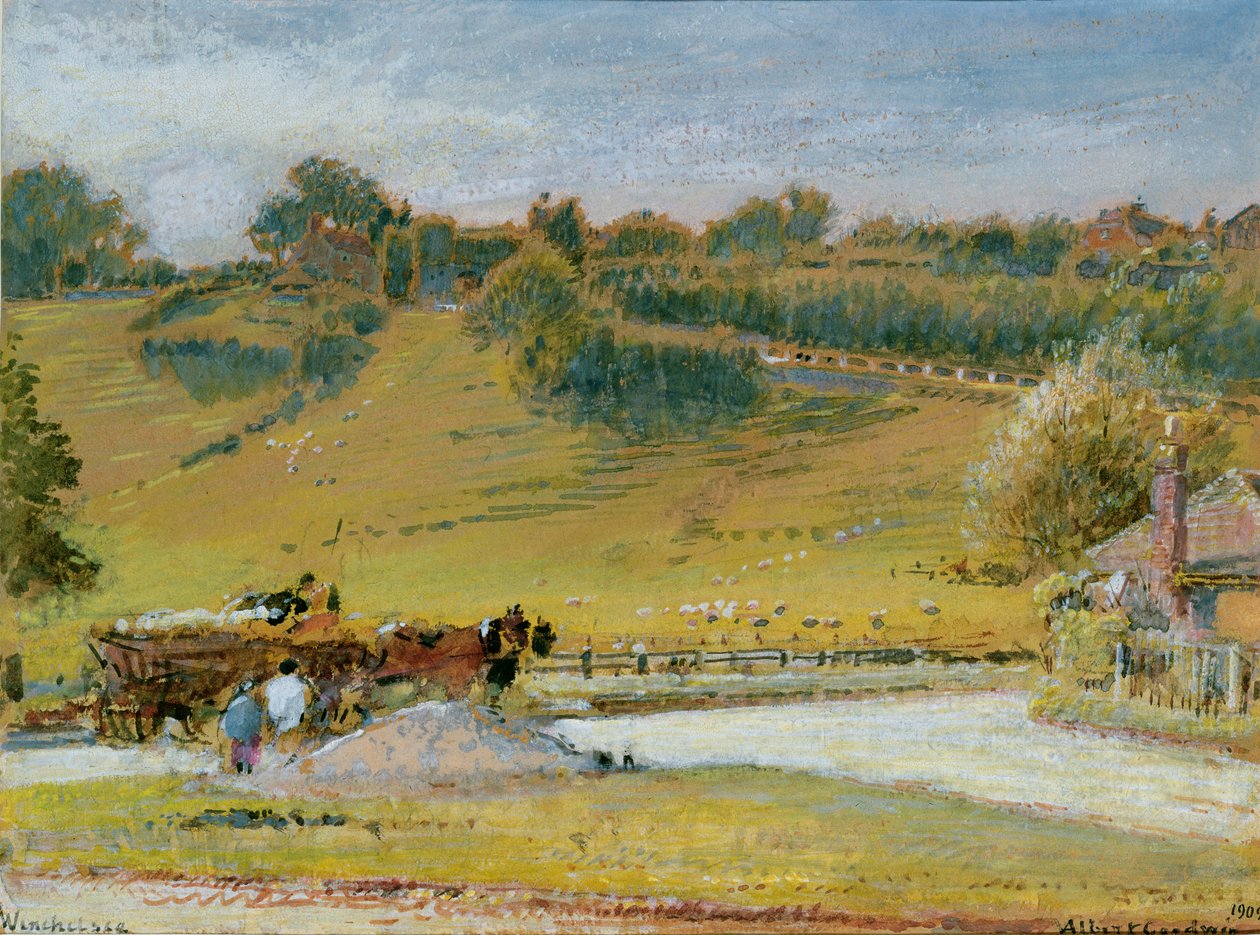 Winchelsea, 1909 (wc és testfesték ceruzával, papír) alkotó: Albert Goodwin