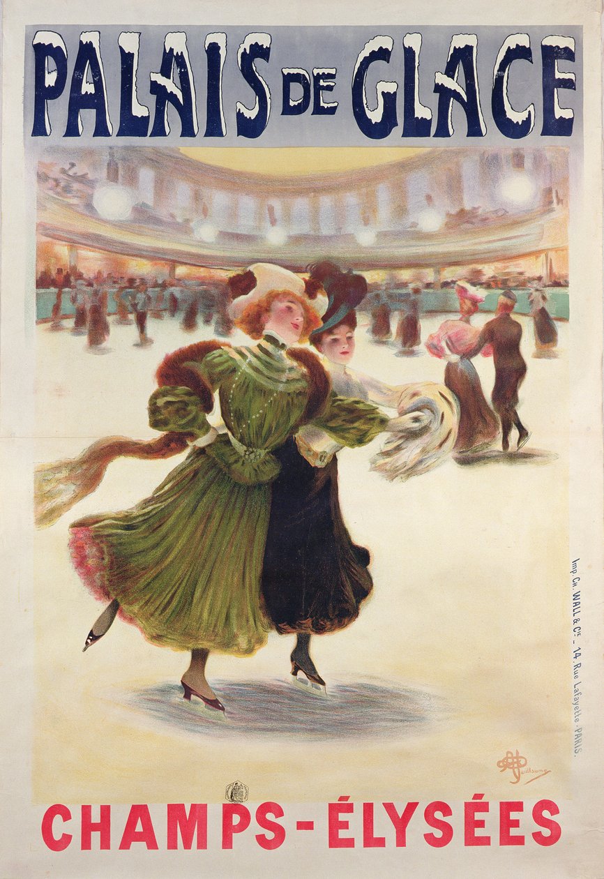 A Champs-Elysées-n található Palais de Glace jégpályát reklámozó plakát alkotó: Albert Guillaume