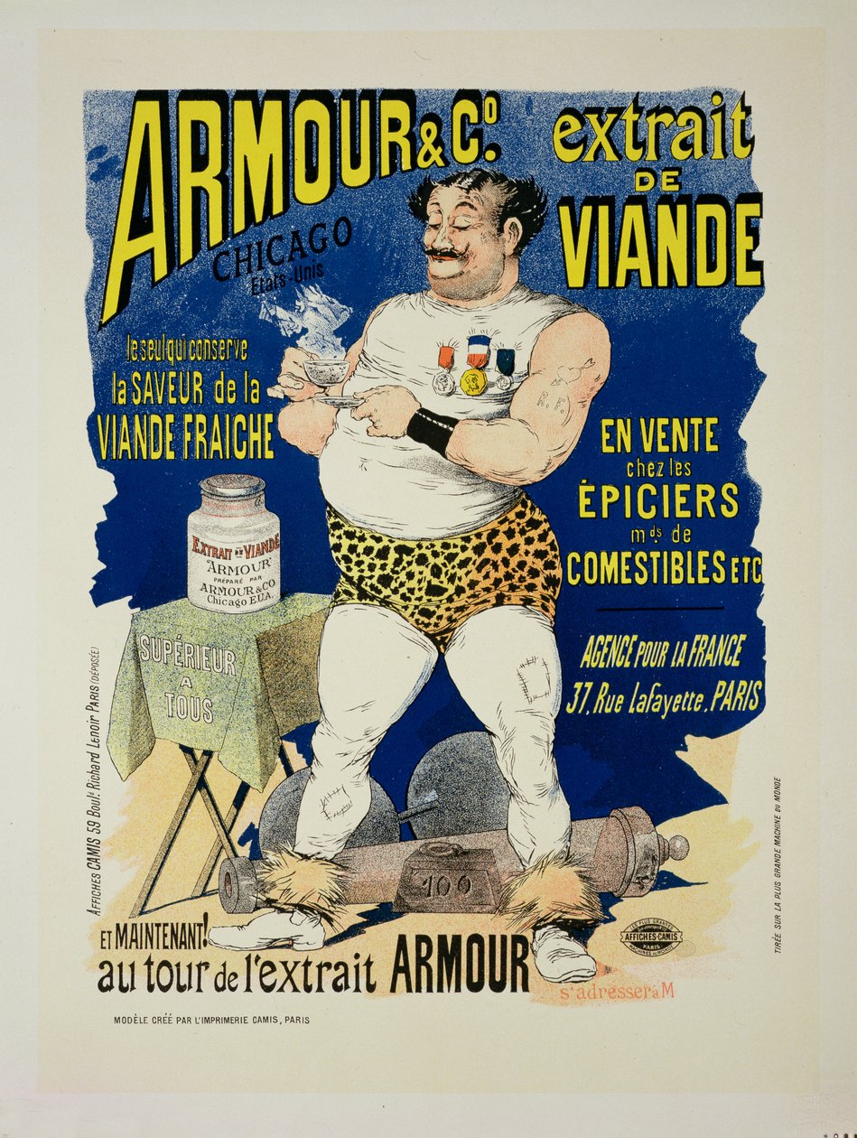 Egy plakát reprodukciója, amely az "Armour and Co. Húskivonat alkotó: Albert Guillaume