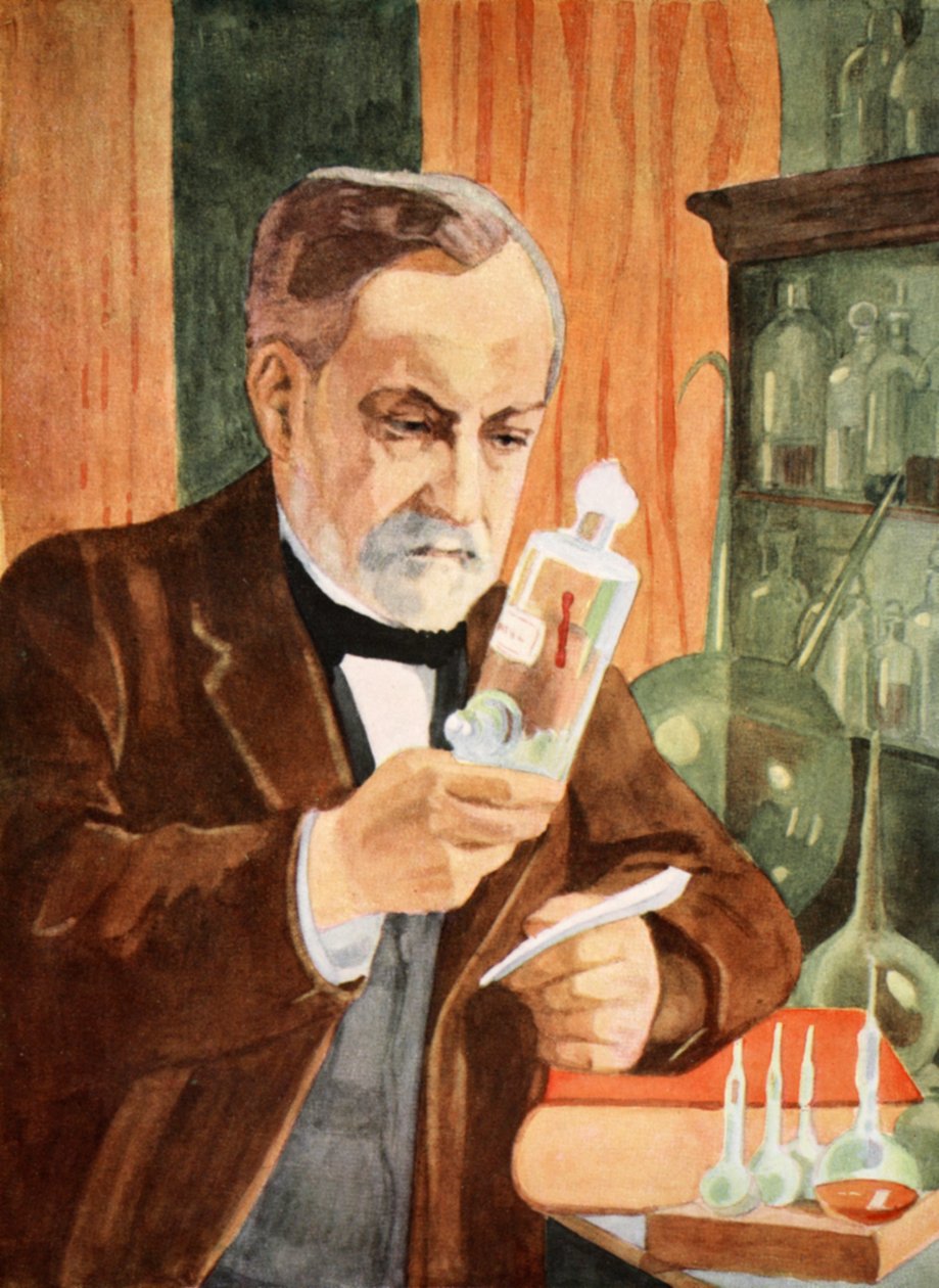 Pasteur a laboratóriumában, Boris Mestchersky († 1957) másolata, illusztráció a "Histoire de la Nation Francaise", Sciences, I. és II. kötetből, Gabriel Hanotaux (1853-1944), 1924 alkotó: Albert Gustaf Aristides Edelfelt