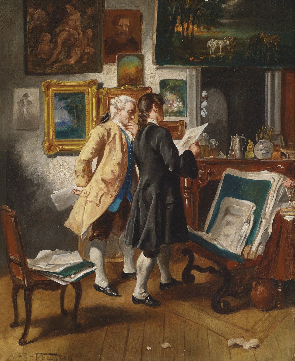 Az antikváriumnál alkotó: Albert Josef Franke