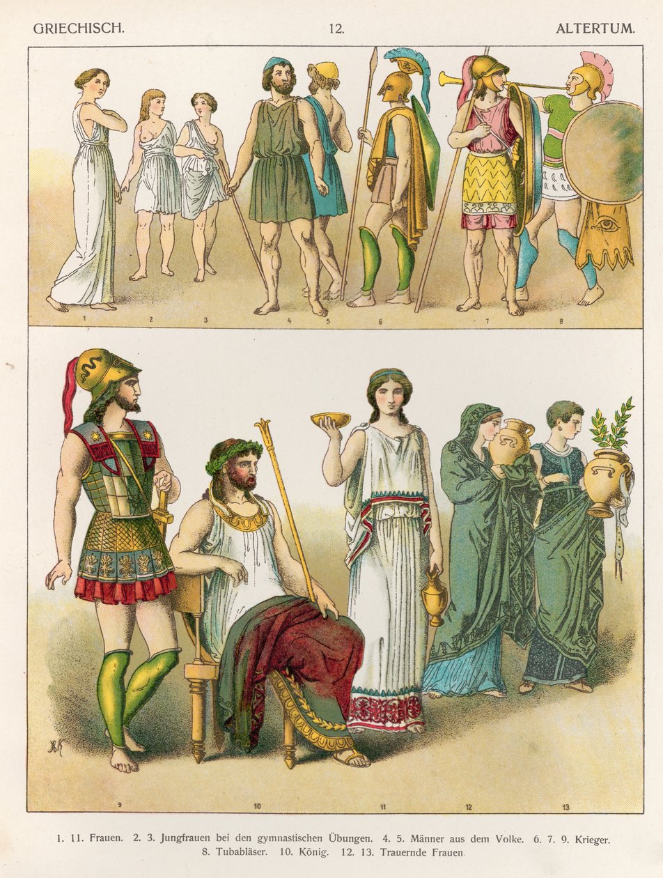 Görög ruha, „Trachten der Voelker”, 1864 (színes litográfia) alkotó: Albert Kretschmer