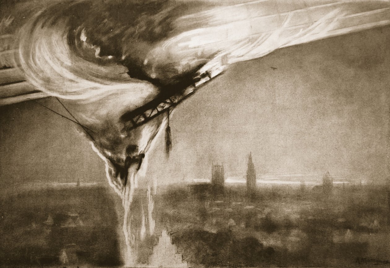 A Zeppelin-esés, 1915 alkotó: Albert Matignon