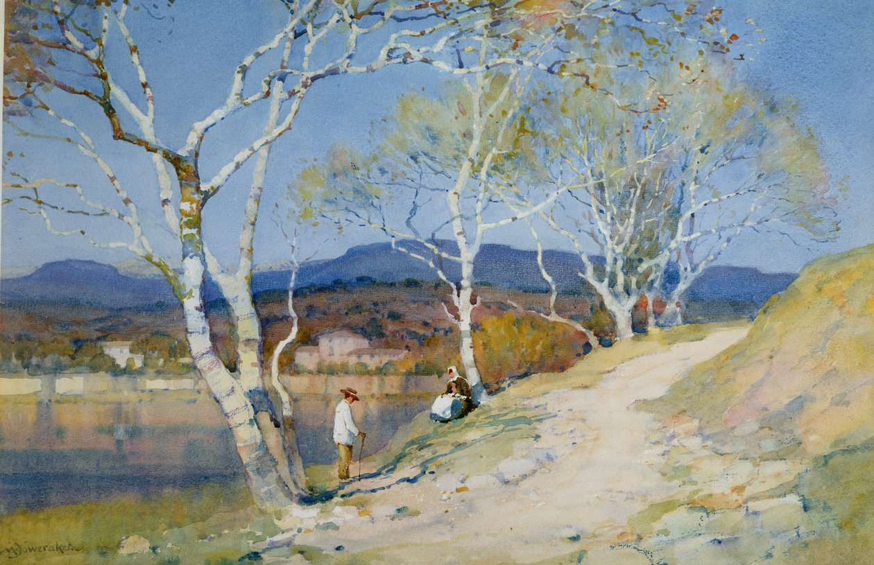 Pár egy folyó mellett alkotó: Albert Moulton Foweraker