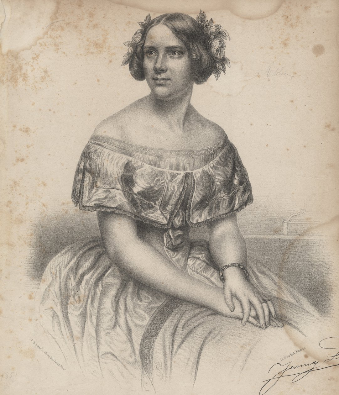 Jenny Lind, a "Svéd dallamok, darabok és operai dalok" kottájából, 1851. alkotó: Albert Newsam