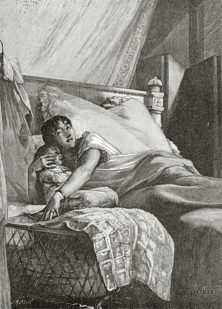 Le Revenant, 19. század (színes metszet) alkotó: Albert Pierre Rene Maignan