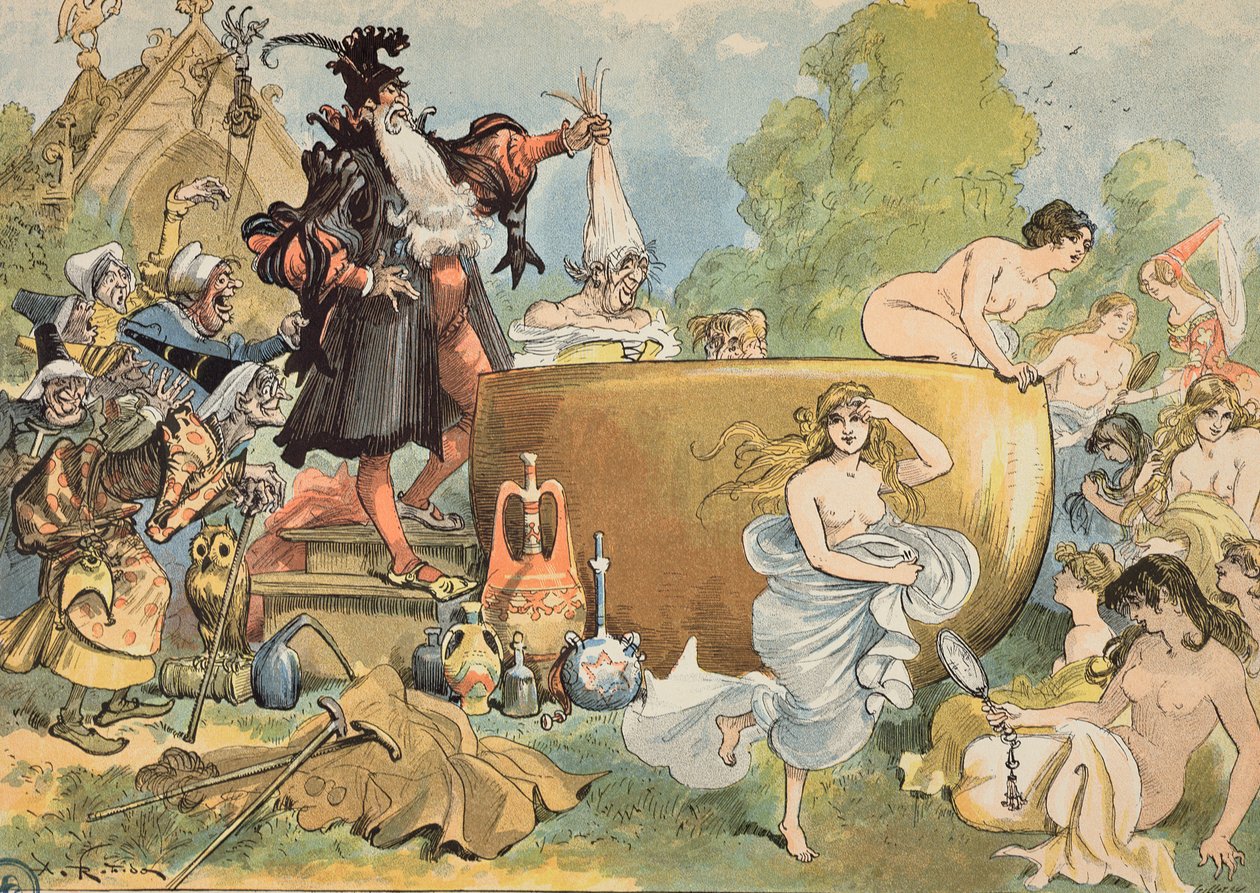 "La Fut elmondja Pantagruelnek, hogy átalakítja a régieket" (1902) alkotó: Albert Robida