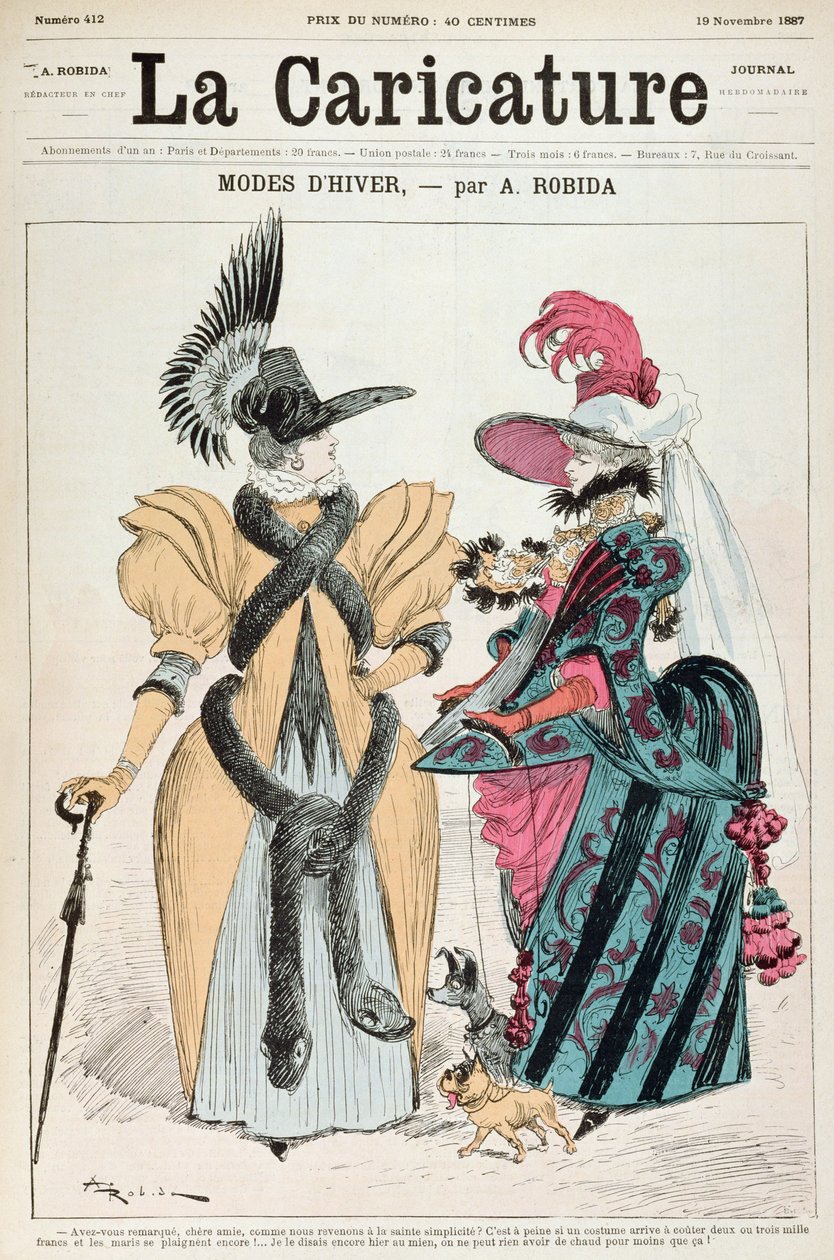 Téli divat, a „La Caricature”-ből, 1887 alkotó: Albert Robida