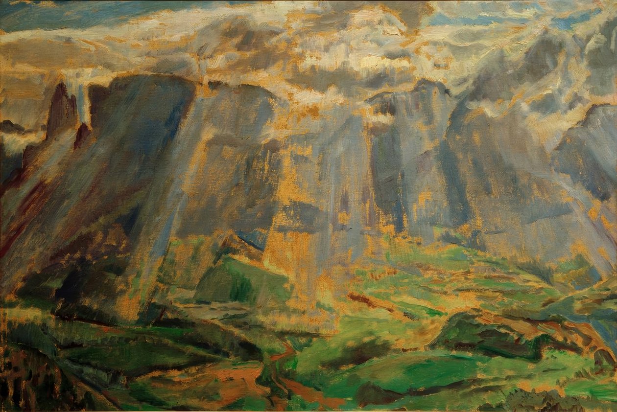 Alpesi táj Dél-Tirolban alkotó: Albert Weisgerber