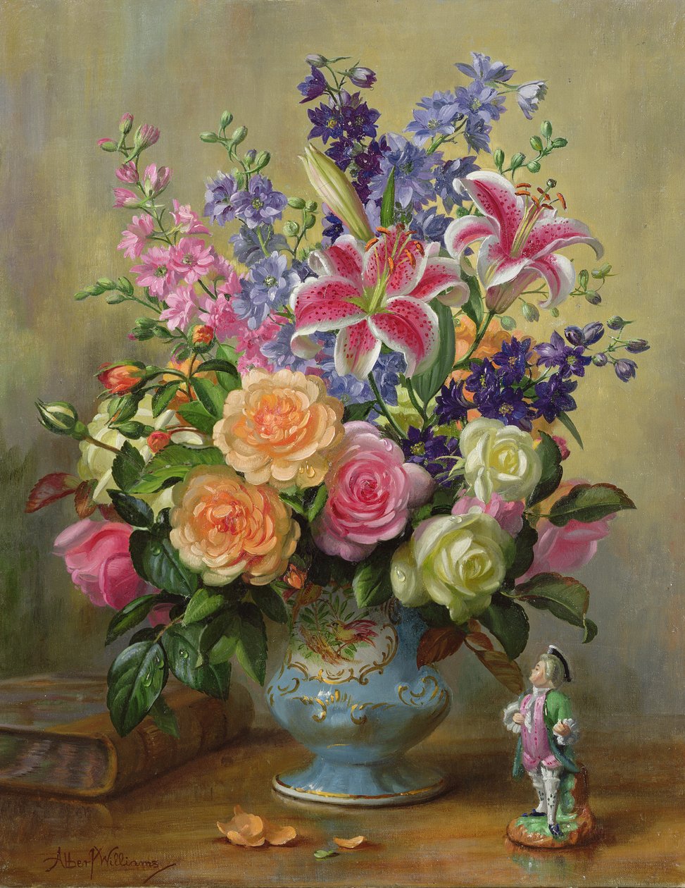 AB250 Rózsa, liliom és delphinium csendélet alkotó: Albert Williams