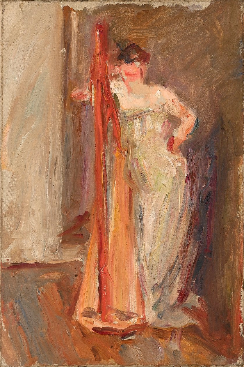 Nő hárfával - 1905 körül alkotó: Albert de Belleroche