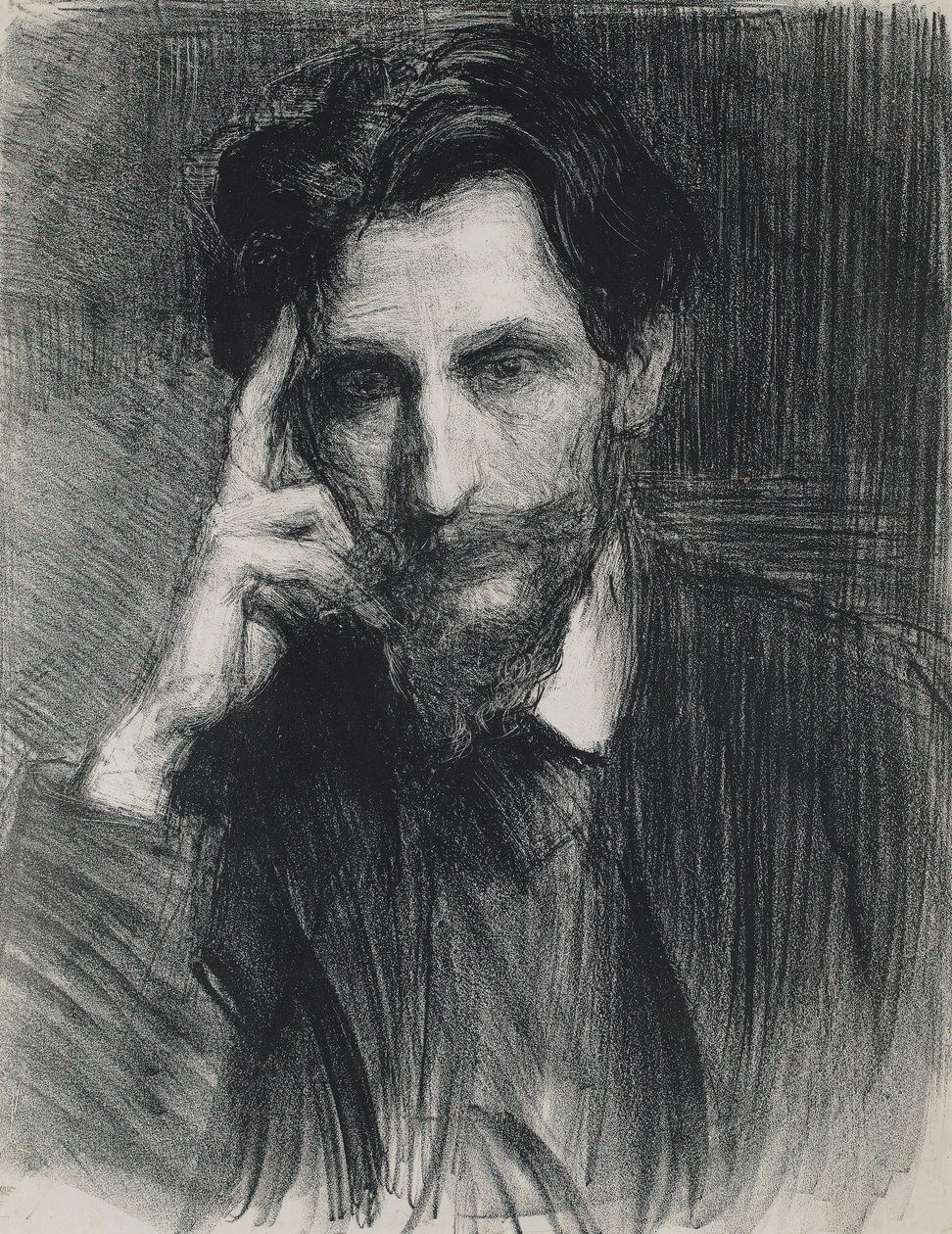 Férfi portréja (szén papíron) alkotó: Albert de Belleroche