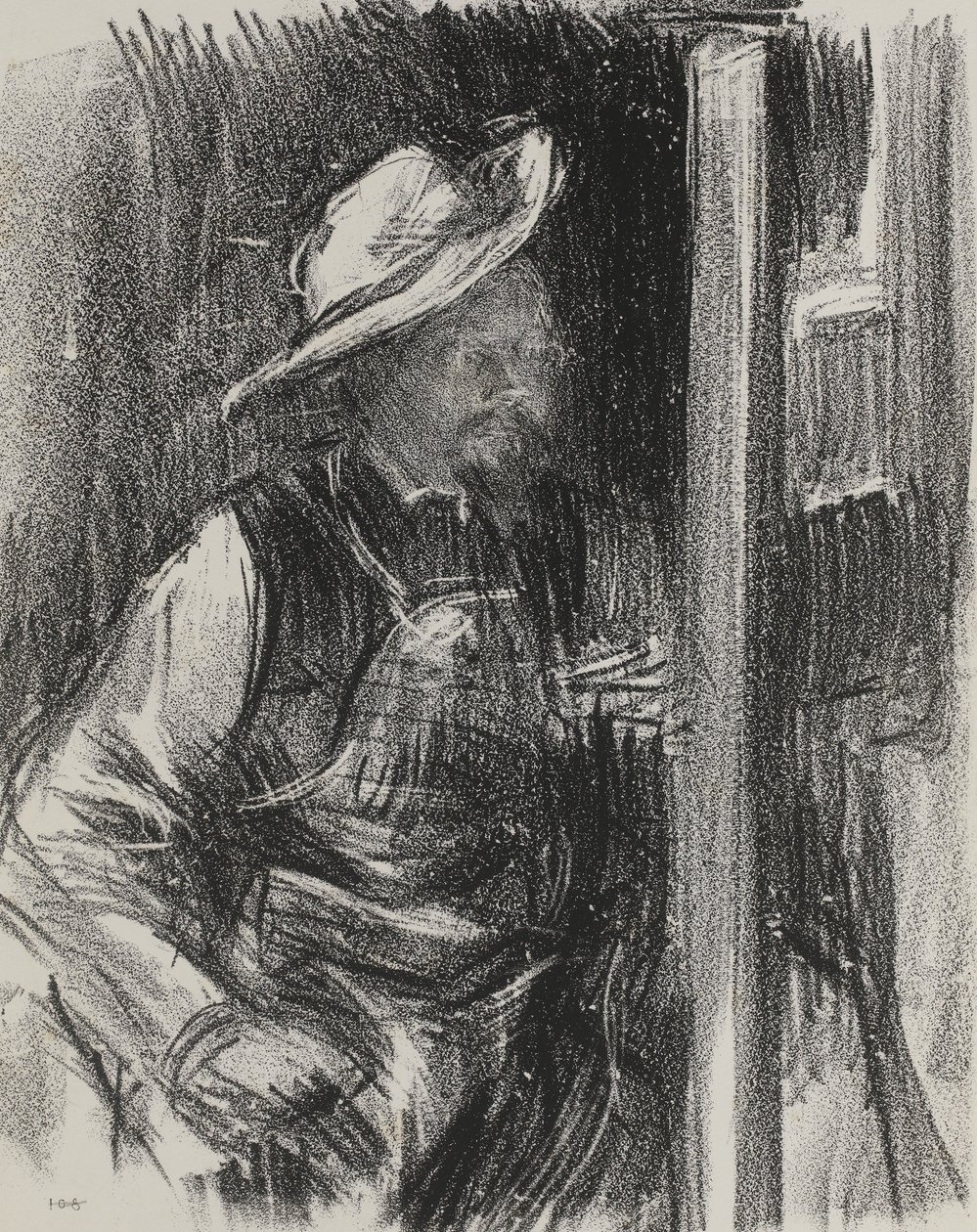 Egy művész portréja széles karimájú kalapban, az 1900-as évek elején alkotó: Albert de Belleroche