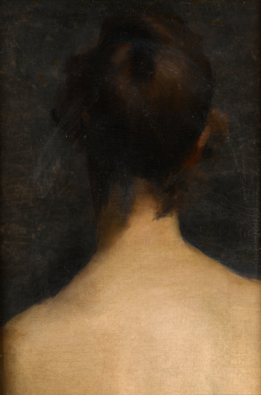 Fiatal nő hátulnézetből, fej és váll, 1885 körül alkotó: Albert de Belleroche